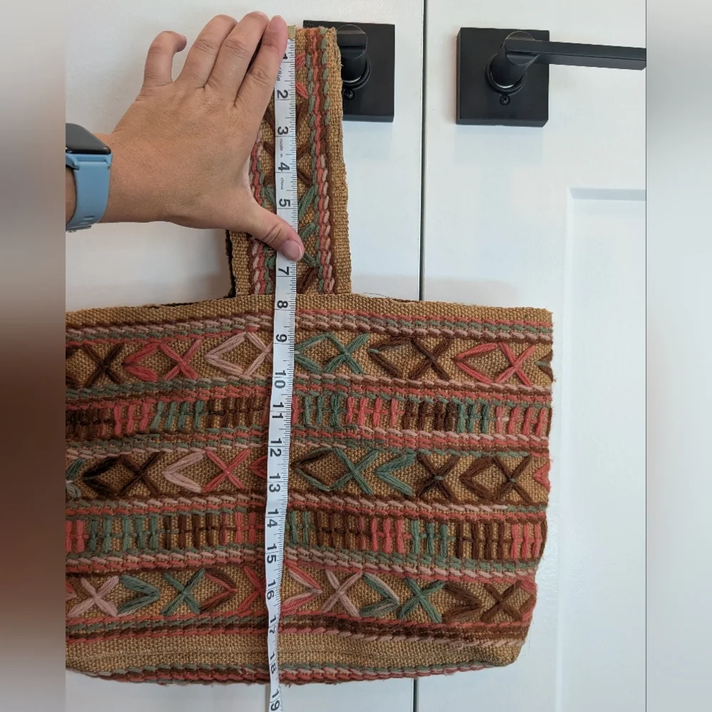 Bohemian Boho Multicolor Embroidered Woven Tote Bag